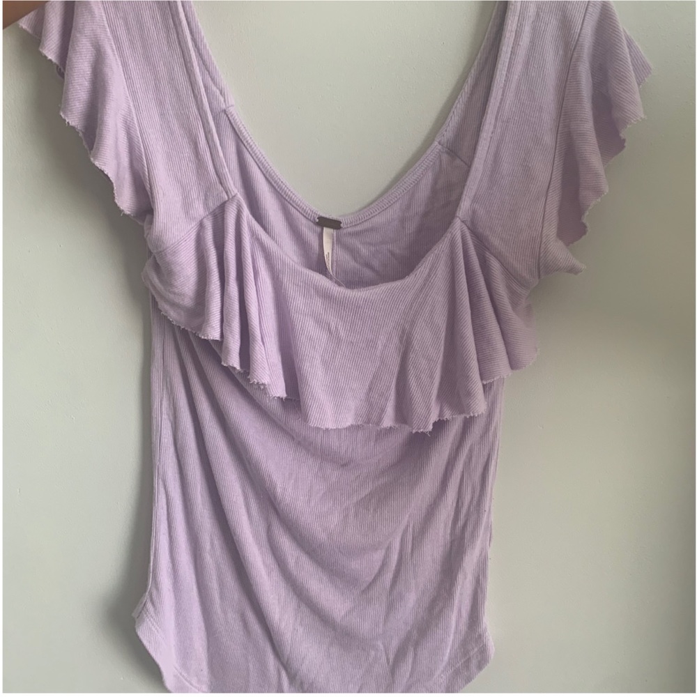 Purple Free People top with ruffles